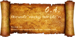 Obrusánszky Adrián névjegykártya